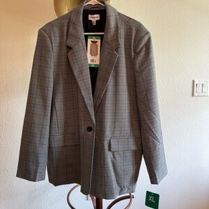 Steve Madden Gray Glen Plaid Womens Blazer - XL